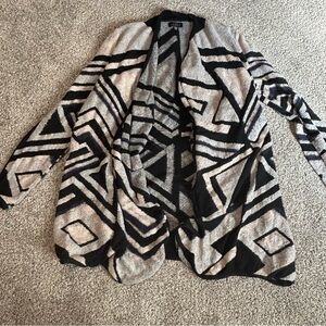 Lucky Brand Black and Gray Geometric Cardigan XL